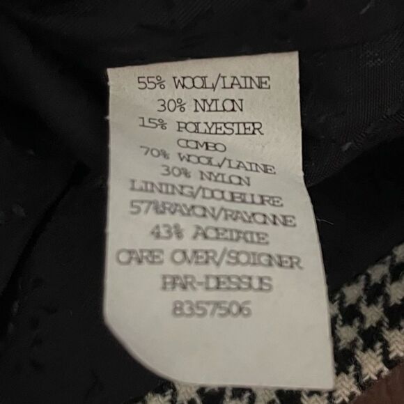 Cynthia Steffe Houndstooth Blazer 1 Button Wide Half Circle Collar Blk/Wht Y2K 8 - Picture 7 of 10